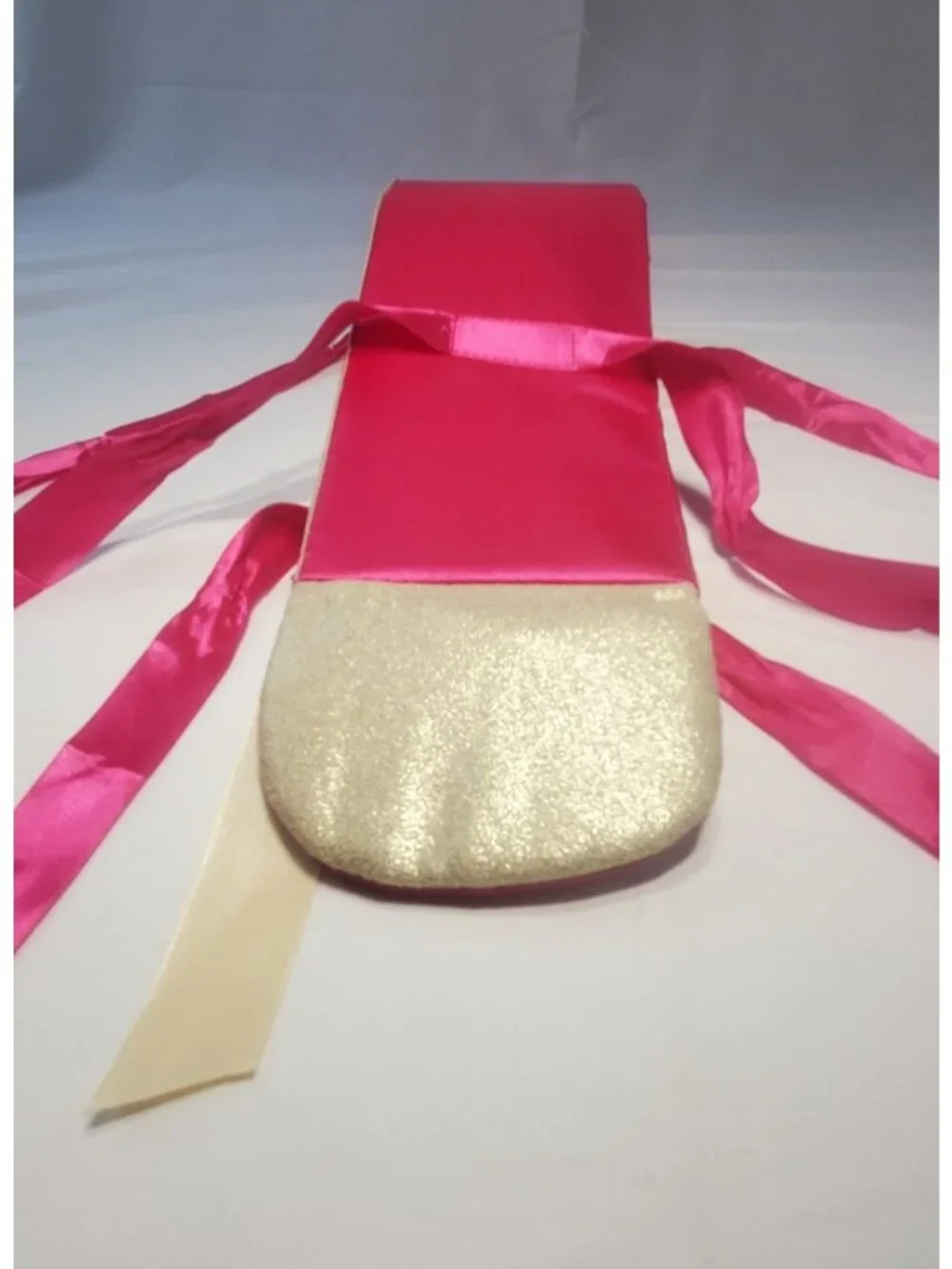 Wig Hair Extension Cover Holder Gold Pink with Ribbons
